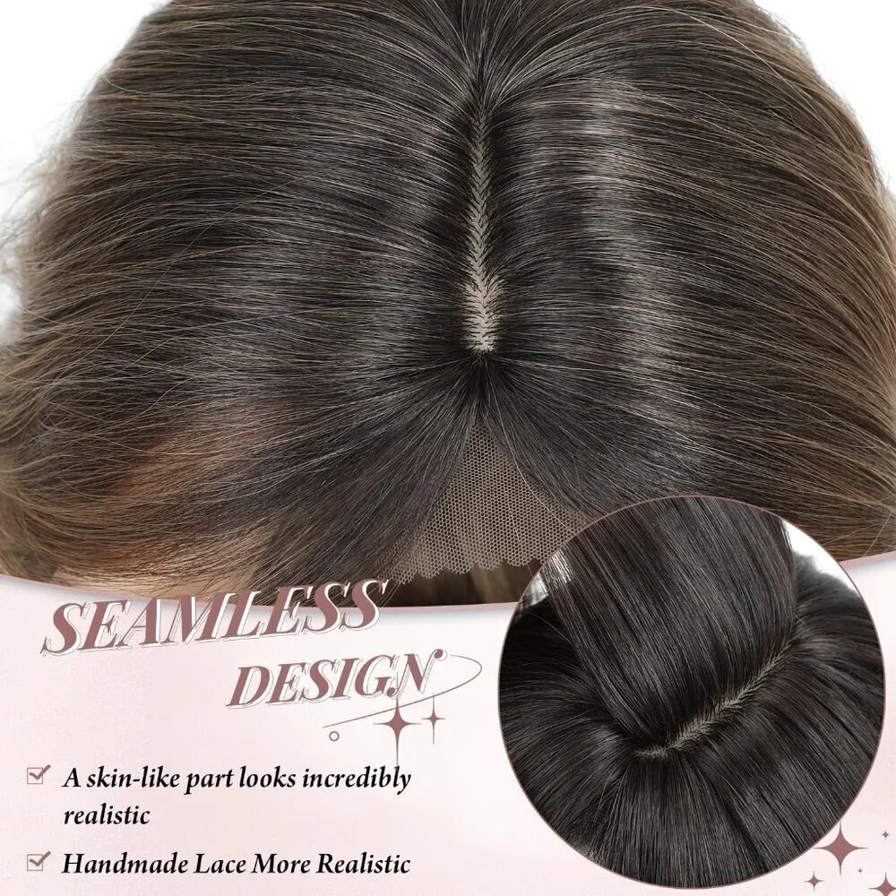 Synthetic Hair Topper 12 Inch Clip-In Large Base for Thinning Hair Women